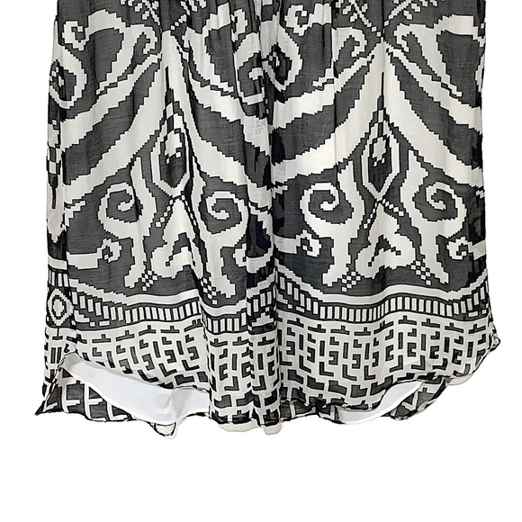 Milly of New York Ethnic Tribal Print Sleeveless Dress in Black and Ivory Size 8 - Picture 3 of 7